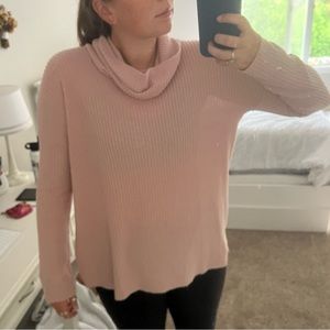 Nordstrom Pink Turtleneck Waffle Sweater